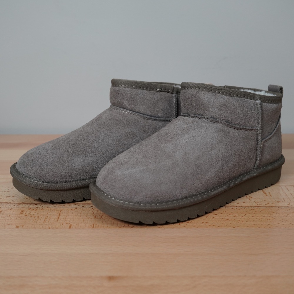 Project Cloud Boot Women 7.5 Grey Genovera Suede Faux Fur Lined Mini Ankle Boot‎
